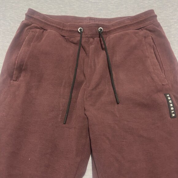 Youngla LA Joggers Pants Mens Large Drawstring Waist Maroon Gym Athletic wear - Picture 5 of 16